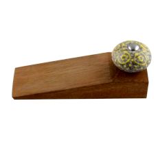 2 Pieces Mixed Circular Crackle Ceramic Wooden Door Stopper